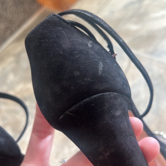 Schutz Black Bling Jayda Platform Suede Heels 9.5 - Picture 15 of 16